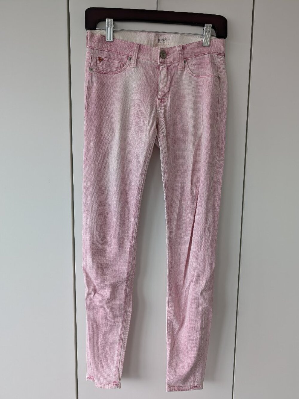 Hudson Faded Pale Pink Acid Wash Skinny Jeans Size 25